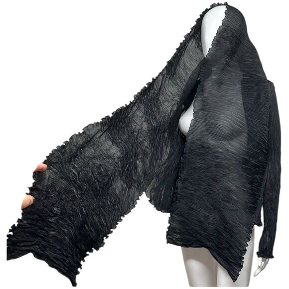 SUSANNE WIEBE Plisse Open Front Micro Pleated Cardigan Jacket S M L Fits Many - Picture 7 of 15